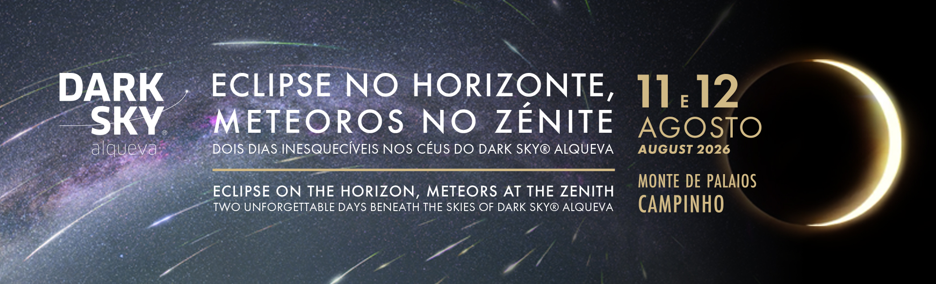 Eclipse on the Horizon, Meteors at the Zenith – Two Unforgettable Nights beneath the Skies of Dark Sky® Alqueva | 11 and 12 August 2026